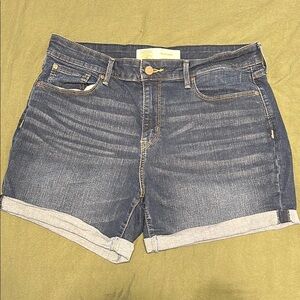 High-Waisted Blue Jean Shorts with Rolled Cuffs